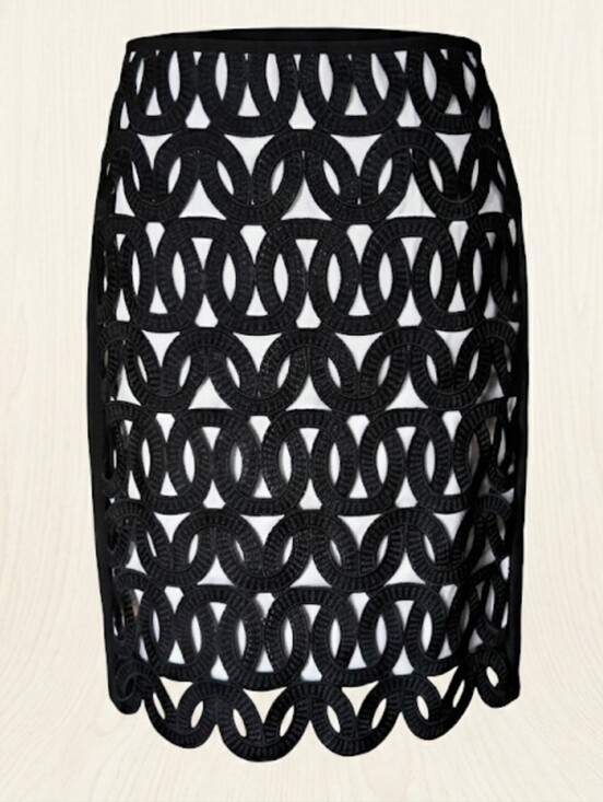 Etcetera Dresses & Skirts - NWT Etcetera Ravel Black Embroidered Loop Overlay Pencil Skirt Size 4